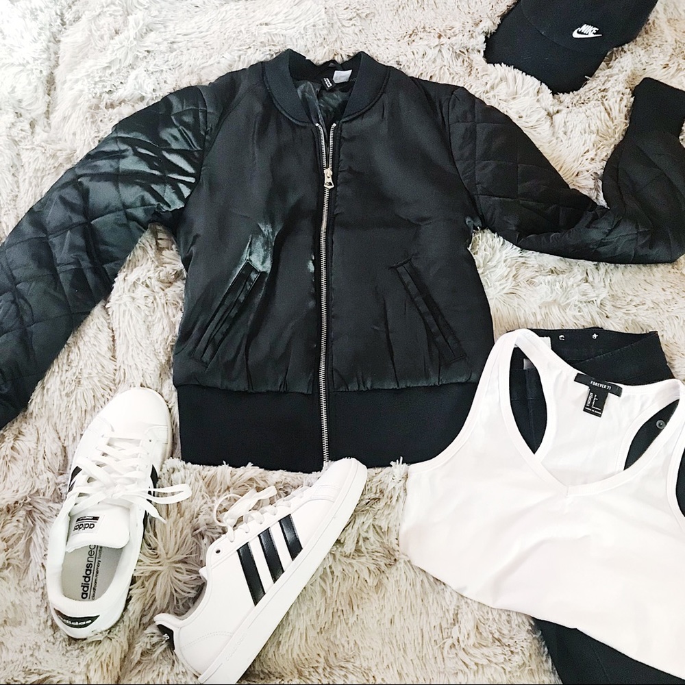 H&M Satin Black Bomber